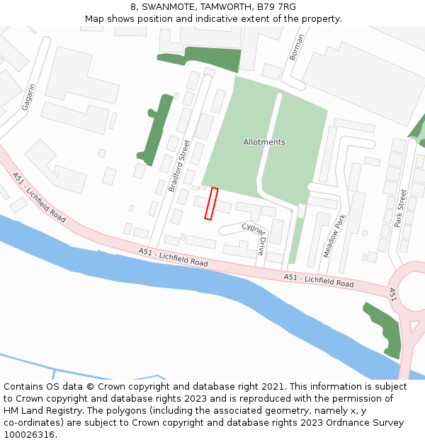 8, SWANMOTE, TAMWORTH, B79 7RG: Location map and indicative extent of plot