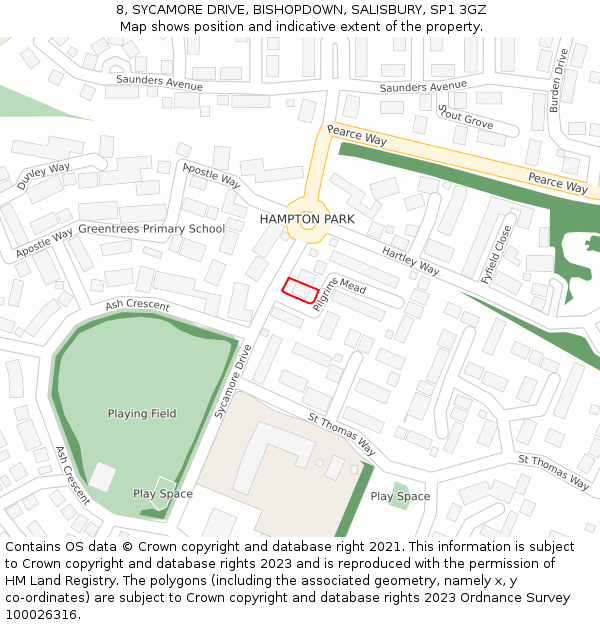8, SYCAMORE DRIVE, BISHOPDOWN, SALISBURY, SP1 3GZ: Location map and indicative extent of plot
