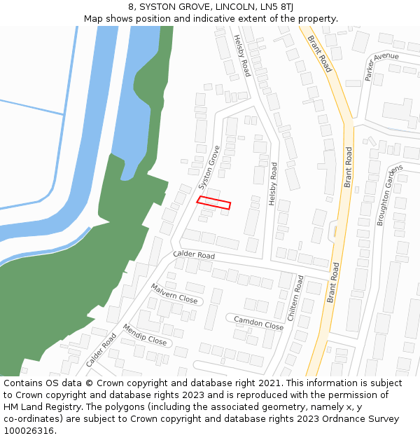 8, SYSTON GROVE, LINCOLN, LN5 8TJ: Location map and indicative extent of plot