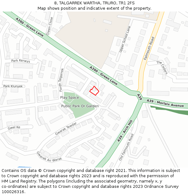 8, TALGARREK WARTHA, TRURO, TR1 2FS: Location map and indicative extent of plot