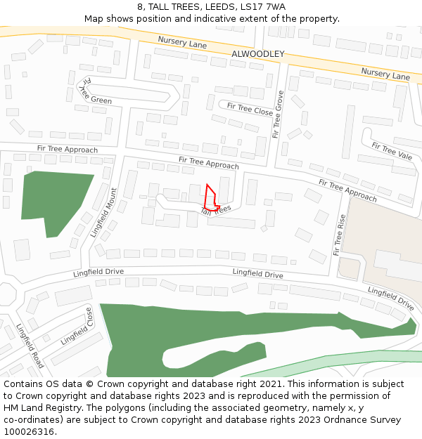 8, TALL TREES, LEEDS, LS17 7WA: Location map and indicative extent of plot