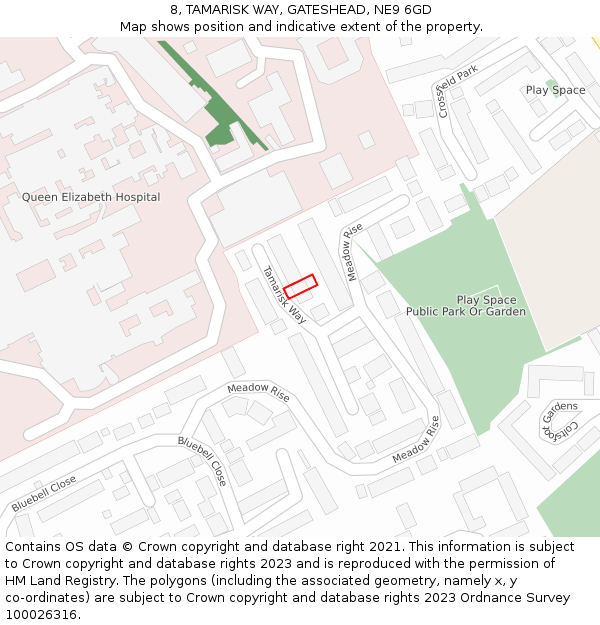 8, TAMARISK WAY, GATESHEAD, NE9 6GD: Location map and indicative extent of plot