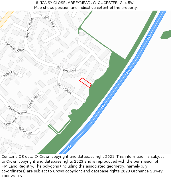 8, TANSY CLOSE, ABBEYMEAD, GLOUCESTER, GL4 5WL: Location map and indicative extent of plot