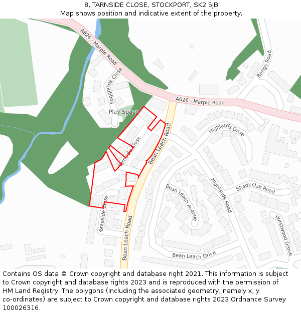 8, TARNSIDE CLOSE, STOCKPORT, SK2 5JB: Location map and indicative extent of plot