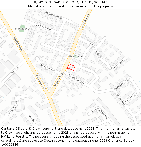 8, TAYLORS ROAD, STOTFOLD, HITCHIN, SG5 4AQ: Location map and indicative extent of plot