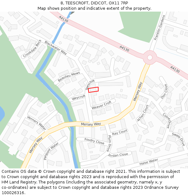 8, TEESCROFT, DIDCOT, OX11 7RP: Location map and indicative extent of plot