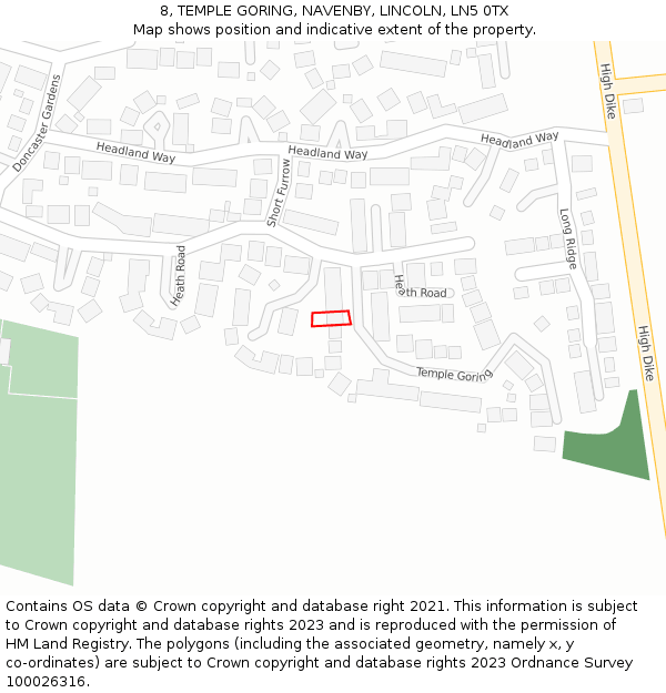 8, TEMPLE GORING, NAVENBY, LINCOLN, LN5 0TX: Location map and indicative extent of plot