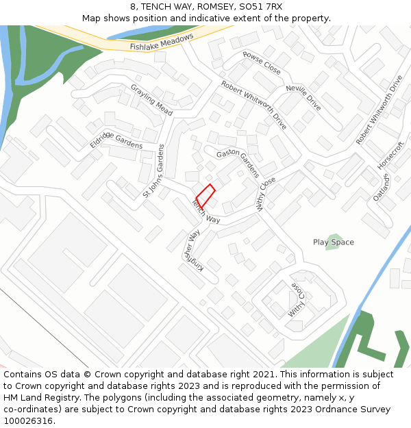 8, TENCH WAY, ROMSEY, SO51 7RX: Location map and indicative extent of plot