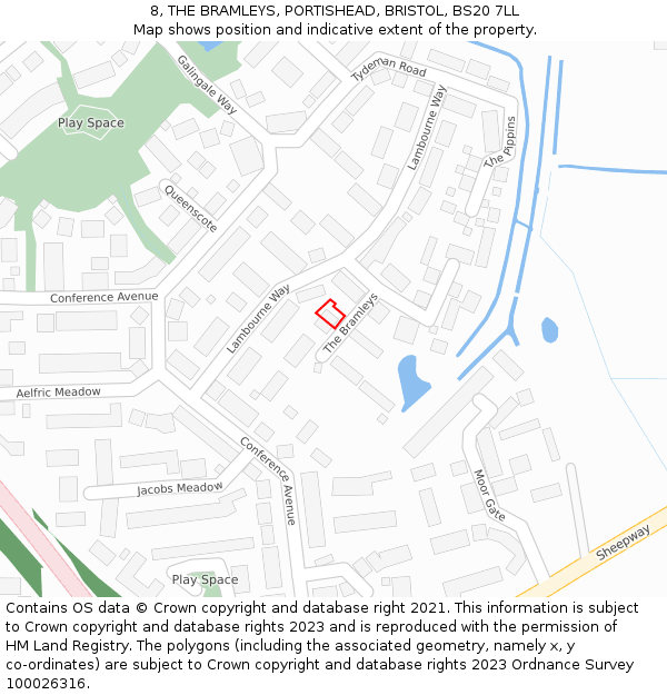 8, THE BRAMLEYS, PORTISHEAD, BRISTOL, BS20 7LL: Location map and indicative extent of plot