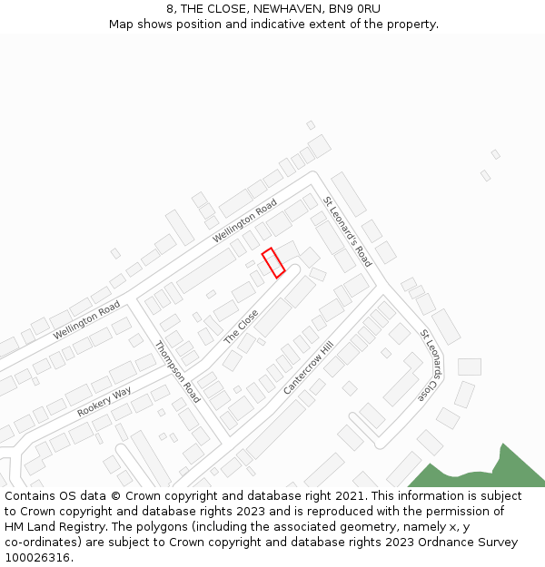 8, THE CLOSE, NEWHAVEN, BN9 0RU: Location map and indicative extent of plot