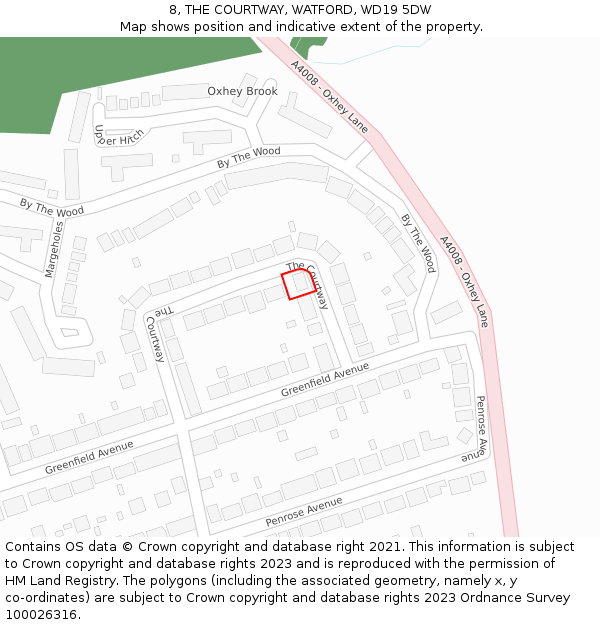8, THE COURTWAY, WATFORD, WD19 5DW: Location map and indicative extent of plot