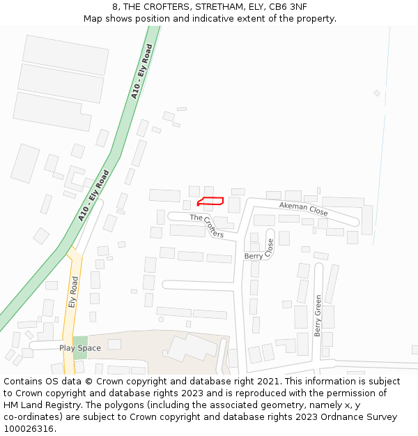 8, THE CROFTERS, STRETHAM, ELY, CB6 3NF: Location map and indicative extent of plot