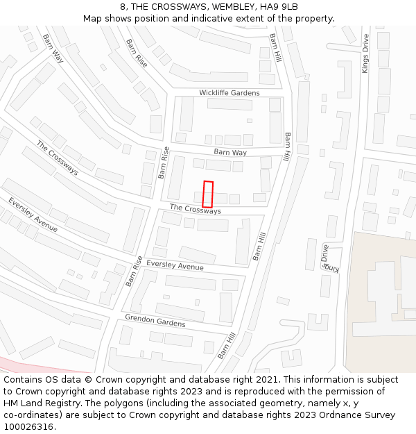 8, THE CROSSWAYS, WEMBLEY, HA9 9LB: Location map and indicative extent of plot