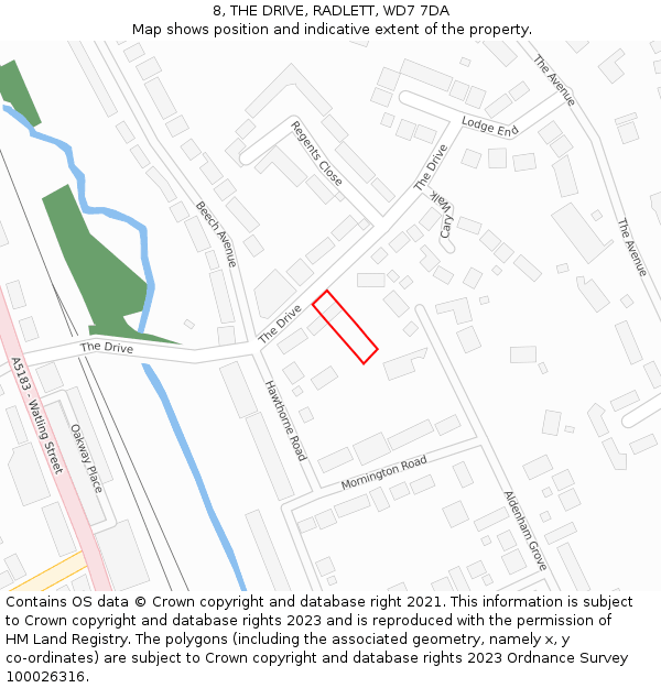 8, THE DRIVE, RADLETT, WD7 7DA: Location map and indicative extent of plot