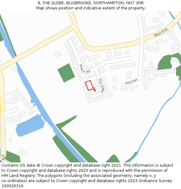 8, THE GLEBE, BUGBROOKE, NORTHAMPTON, NN7 3NR: Location map and indicative extent of plot