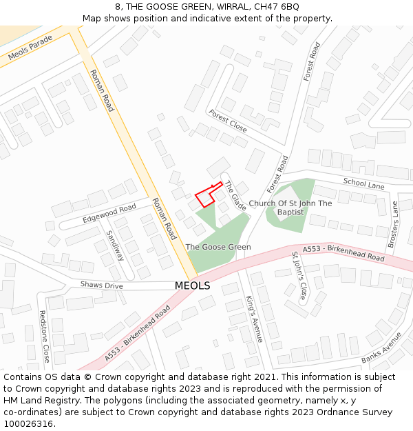 8, THE GOOSE GREEN, WIRRAL, CH47 6BQ: Location map and indicative extent of plot