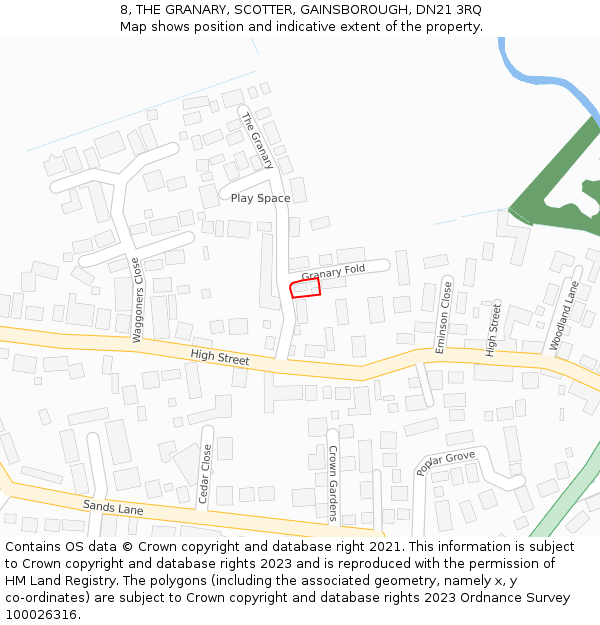 8, THE GRANARY, SCOTTER, GAINSBOROUGH, DN21 3RQ: Location map and indicative extent of plot