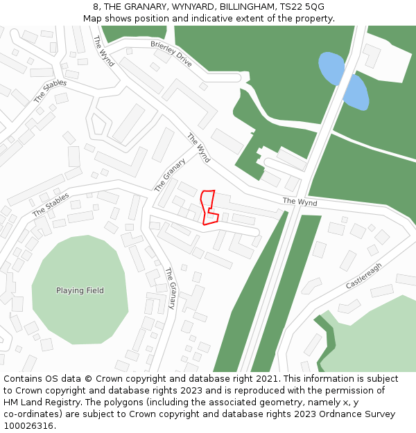 8, THE GRANARY, WYNYARD, BILLINGHAM, TS22 5QG: Location map and indicative extent of plot