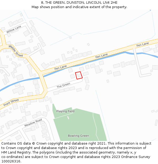 8, THE GREEN, DUNSTON, LINCOLN, LN4 2HE: Location map and indicative extent of plot