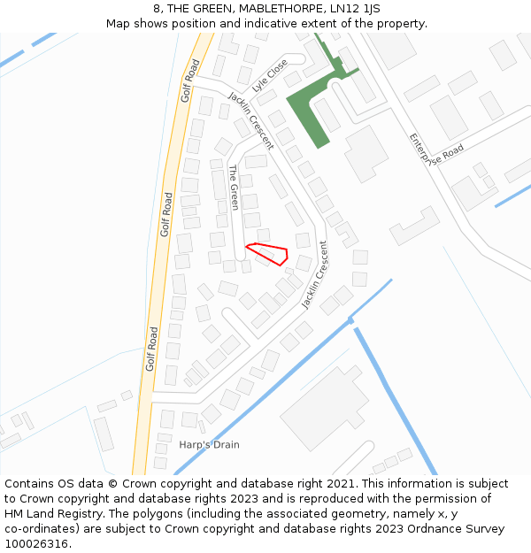 8, THE GREEN, MABLETHORPE, LN12 1JS: Location map and indicative extent of plot