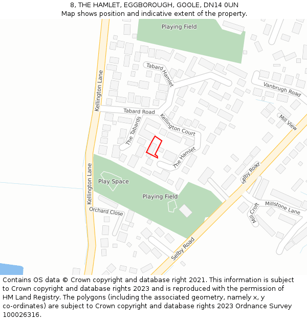 8, THE HAMLET, EGGBOROUGH, GOOLE, DN14 0UN: Location map and indicative extent of plot