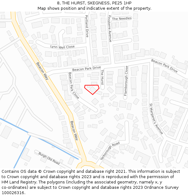 8, THE HURST, SKEGNESS, PE25 1HP: Location map and indicative extent of plot