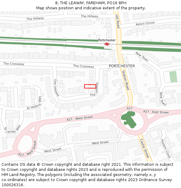 8, THE LEAWAY, FAREHAM, PO16 8PH: Location map and indicative extent of plot