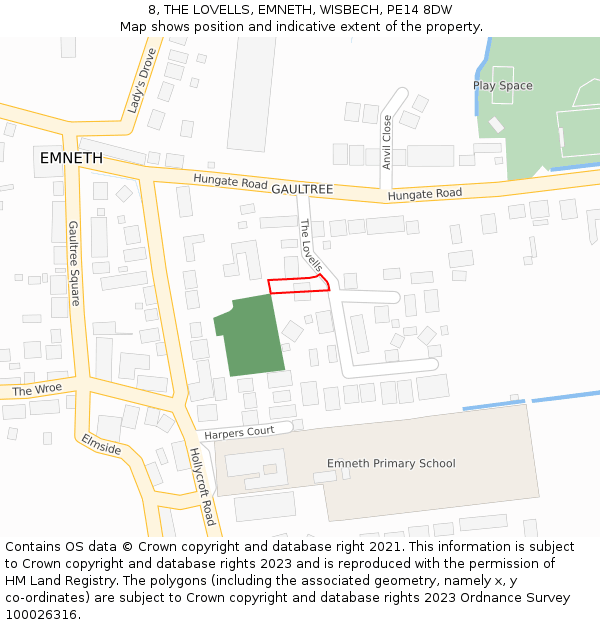 8, THE LOVELLS, EMNETH, WISBECH, PE14 8DW: Location map and indicative extent of plot