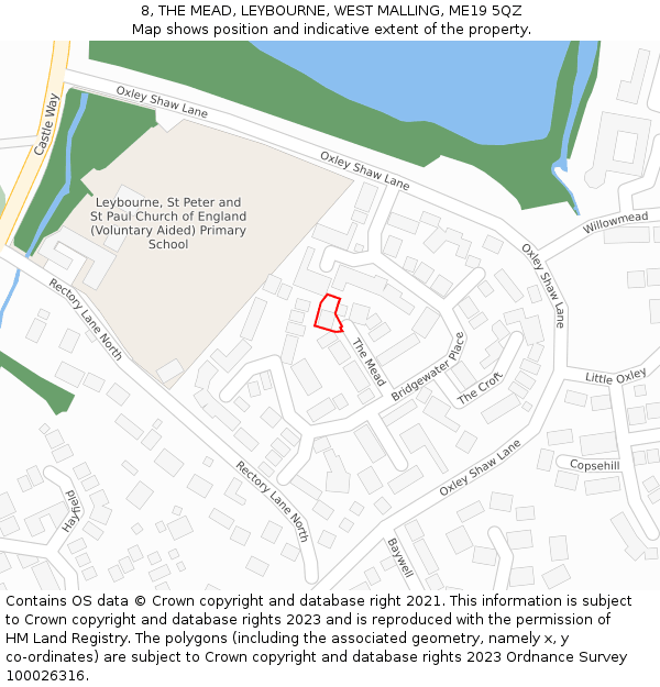 8, THE MEAD, LEYBOURNE, WEST MALLING, ME19 5QZ: Location map and indicative extent of plot