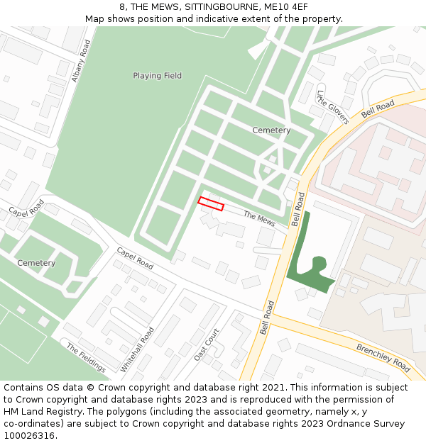8, THE MEWS, SITTINGBOURNE, ME10 4EF: Location map and indicative extent of plot
