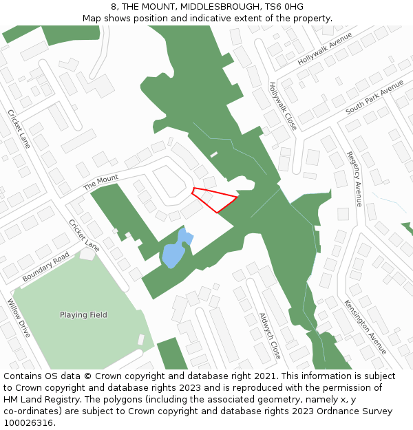 8, THE MOUNT, MIDDLESBROUGH, TS6 0HG: Location map and indicative extent of plot