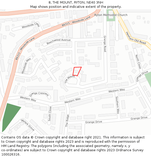 8, THE MOUNT, RYTON, NE40 3NH: Location map and indicative extent of plot