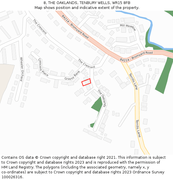 8, THE OAKLANDS, TENBURY WELLS, WR15 8FB: Location map and indicative extent of plot