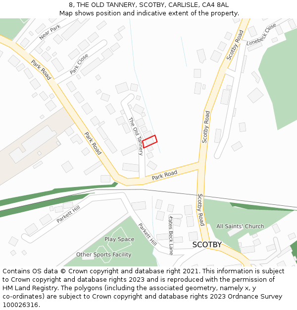 8, THE OLD TANNERY, SCOTBY, CARLISLE, CA4 8AL: Location map and indicative extent of plot