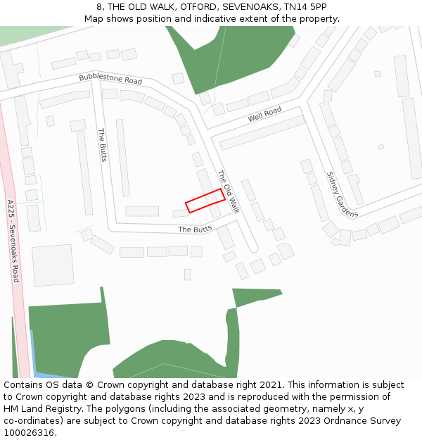 8, THE OLD WALK, OTFORD, SEVENOAKS, TN14 5PP: Location map and indicative extent of plot