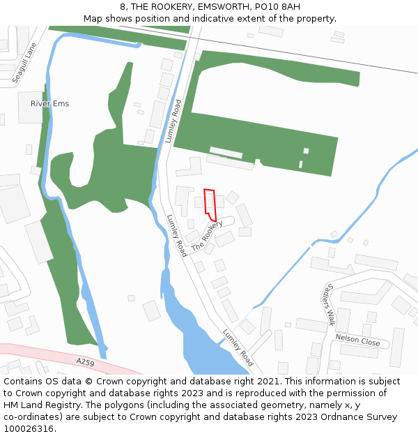 8, THE ROOKERY, EMSWORTH, PO10 8AH: Location map and indicative extent of plot