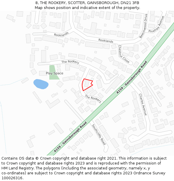 8, THE ROOKERY, SCOTTER, GAINSBOROUGH, DN21 3FB: Location map and indicative extent of plot