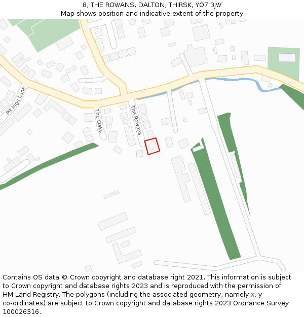 8, THE ROWANS, DALTON, THIRSK, YO7 3JW: Location map and indicative extent of plot