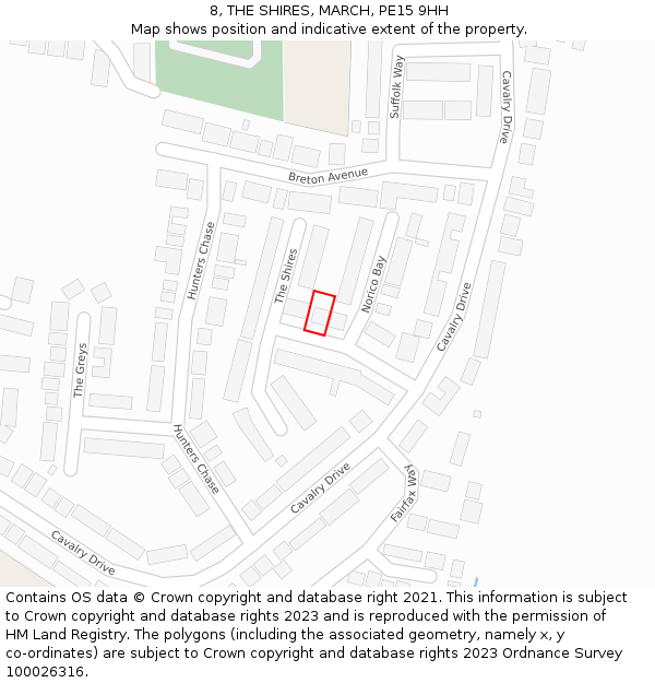 8, THE SHIRES, MARCH, PE15 9HH: Location map and indicative extent of plot