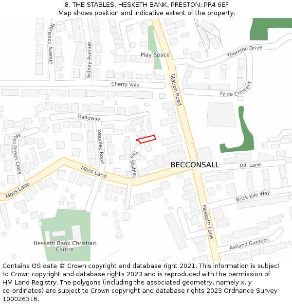8, THE STABLES, HESKETH BANK, PRESTON, PR4 6EF: Location map and indicative extent of plot