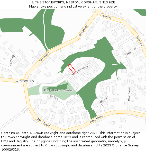 8, THE STONEWORKS, NESTON, CORSHAM, SN13 9ZE: Location map and indicative extent of plot