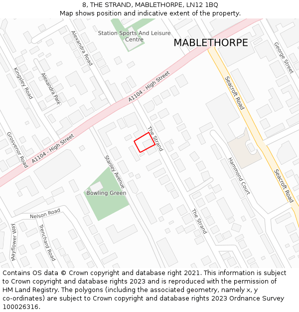 8, THE STRAND, MABLETHORPE, LN12 1BQ: Location map and indicative extent of plot