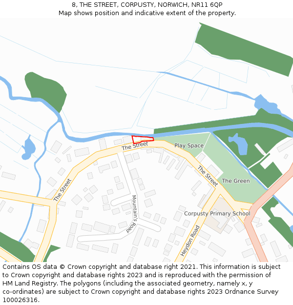 8, THE STREET, CORPUSTY, NORWICH, NR11 6QP: Location map and indicative extent of plot