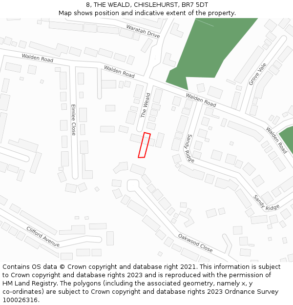 8, THE WEALD, CHISLEHURST, BR7 5DT: Location map and indicative extent of plot