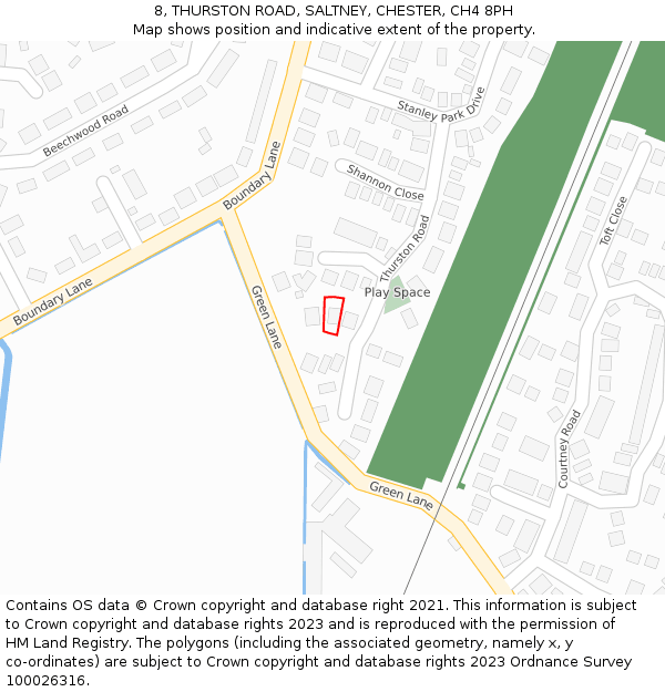 8, THURSTON ROAD, SALTNEY, CHESTER, CH4 8PH: Location map and indicative extent of plot