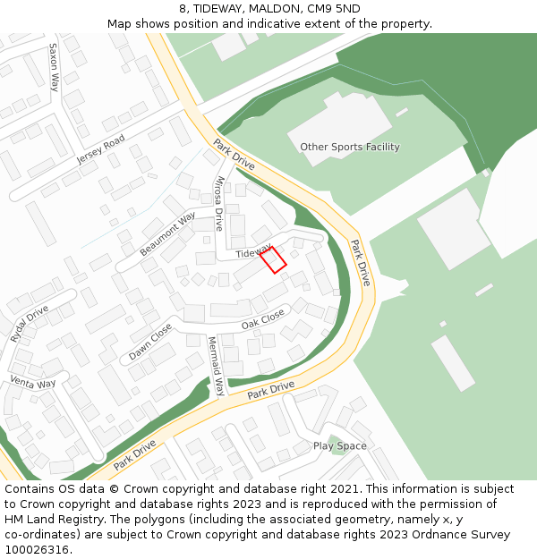 8, TIDEWAY, MALDON, CM9 5ND: Location map and indicative extent of plot