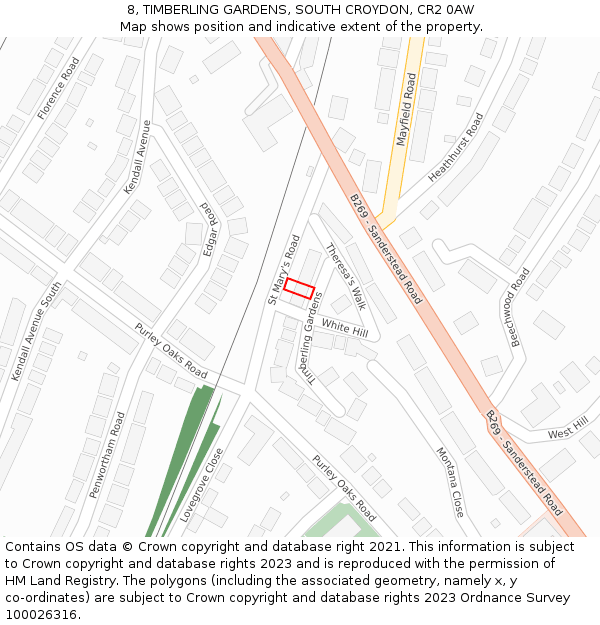 8, TIMBERLING GARDENS, SOUTH CROYDON, CR2 0AW: Location map and indicative extent of plot