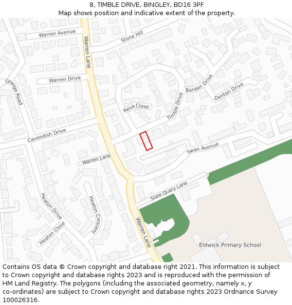 8, TIMBLE DRIVE, BINGLEY, BD16 3PF: Location map and indicative extent of plot