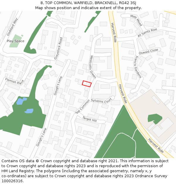 8, TOP COMMON, WARFIELD, BRACKNELL, RG42 3SJ: Location map and indicative extent of plot