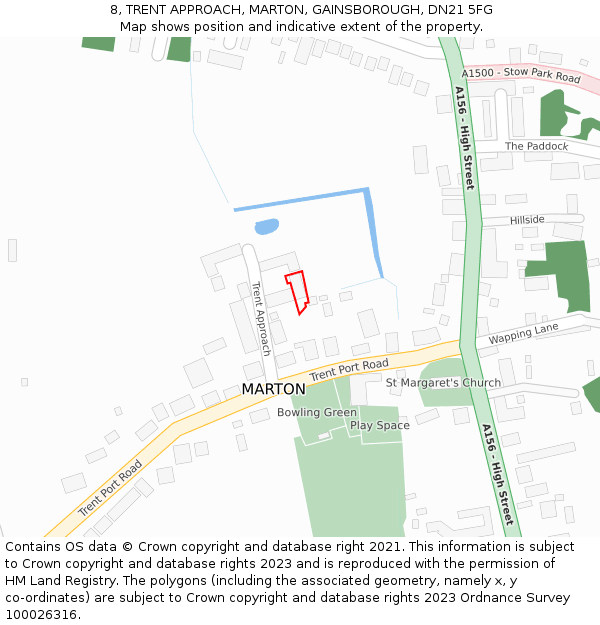 8, TRENT APPROACH, MARTON, GAINSBOROUGH, DN21 5FG: Location map and indicative extent of plot